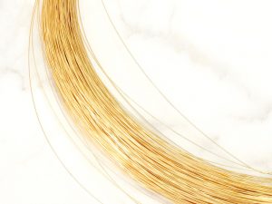 1mètre de fil de laiton rigide doré à l'or fin 24K Premium